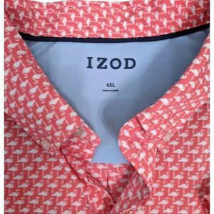 IZOD Men's Button Down Tropical Flamingo Orange 4XL